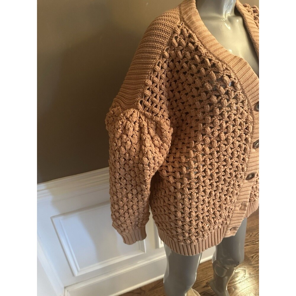 Farm Rio Large Cable Knit Carmel Cardigan Size Large - Picture 6 of 8